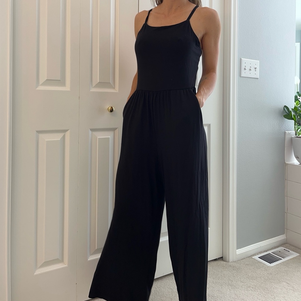 Black wide leg jumper